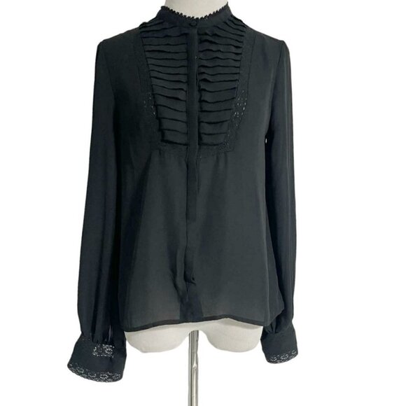 Rebecca Minkoff Small  Top Blouse Black Button Down Career Professional - Picture 1 of 7